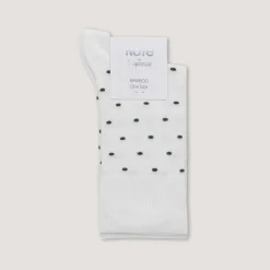 Bambus Sokker Offwhite M/Oliven Prikker