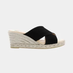 Bianco Biaibiza Wedge Cross Mule Suede Black W