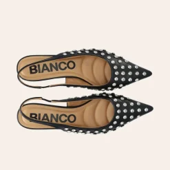 Bianco Biakristin Kitten Heel Slingback Rhinestone Black W