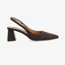 Bianco Biamaralyn Slingback Faux Suede Dark Brown W