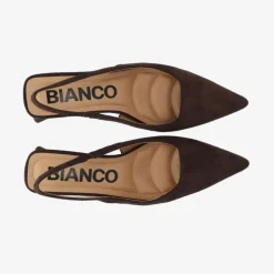 Bianco Biamaralyn Slingback Faux Suede Dark Brown W