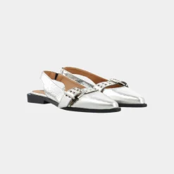 Bianco Biavictoria Single Buckle Slingback Silver W