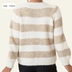 BYIC IdunIC Cardigan Beige White Stripes