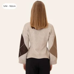 BYIC KarmaIC Fitted Cardigan Beige Argyle