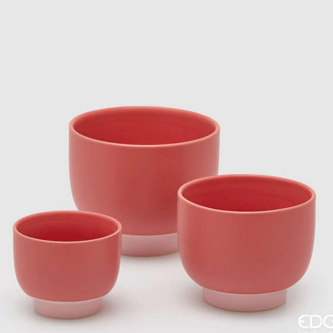 EDG Vaso Cachepot Bicolor Con Piede SR 3PZ H.14.5 D.18 C5