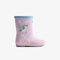 Hunter Kids First Unicorn Print Boot Blue Frost/Parfait Pink
