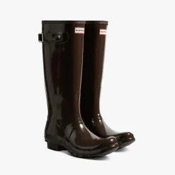 Hunter Original Tall Gloss Boots Chocolate Brown