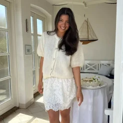 IdaIC Kortermet Cardigan Hvit