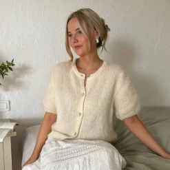 IdaIC Kortermet Cardigan Hvit