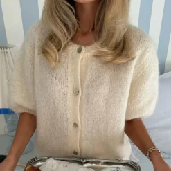 IdaIC Kortermet Cardigan Hvit