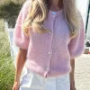 IdaIC Kortermet Cardigan Light Pink