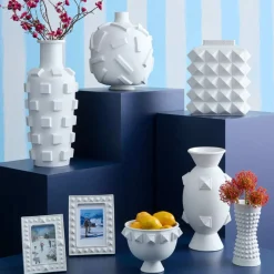 Jonathan Adler Charade Studded Taper Vase White