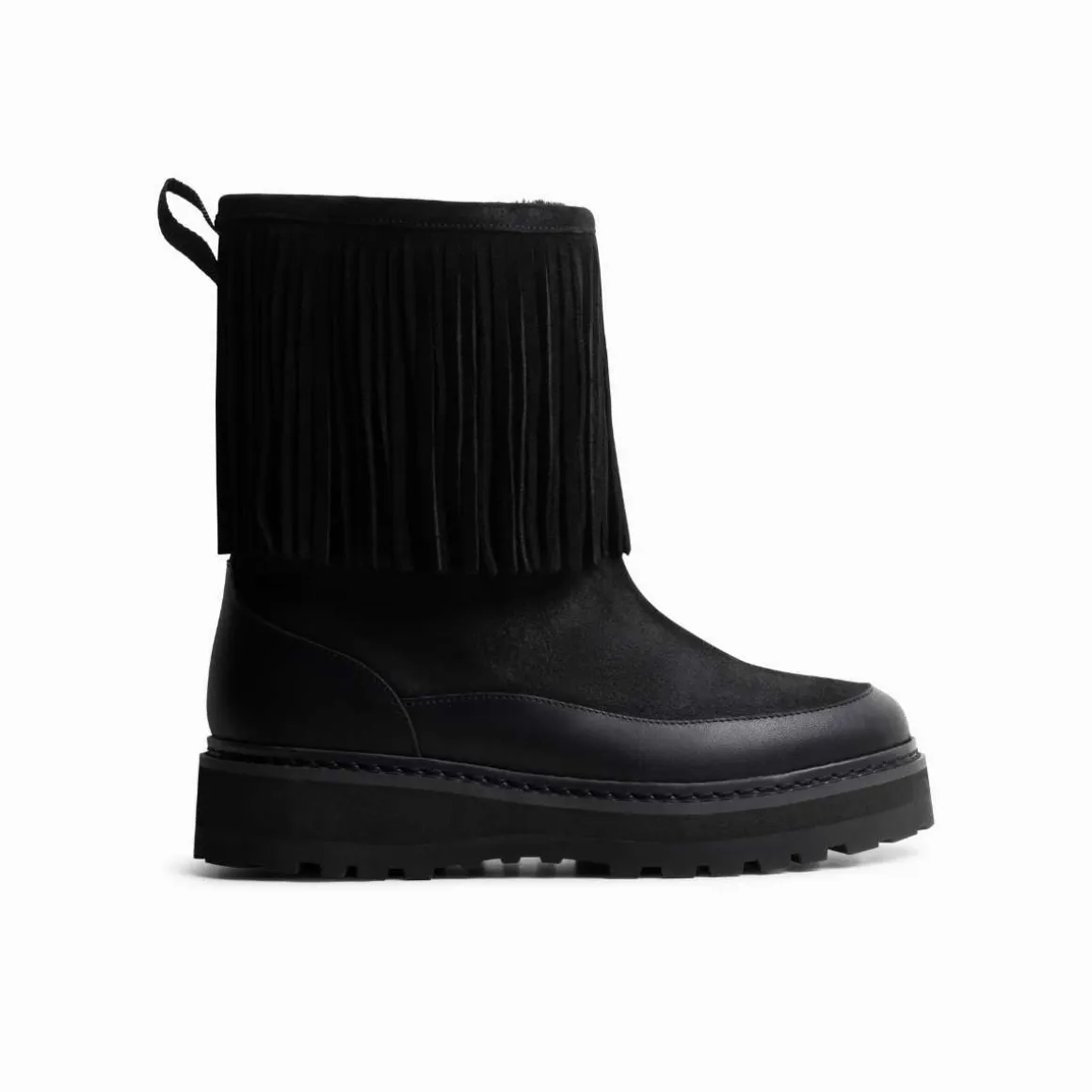 Mono Tag Boot Fringes Leather/Suede Black W