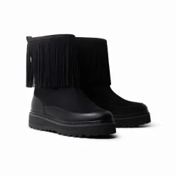 Mono Tag Boot Fringes Leather/Suede Black W