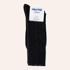Note Wool Cable Knee High Black