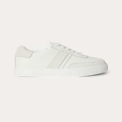 Ralph Lauren Braylee Leather and Suede Trainer Snow White / Bianco W