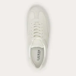 Ralph Lauren Braylee Leather and Suede Trainer Snow White / Bianco W