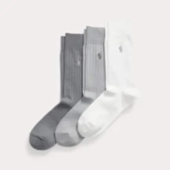 Ralph Lauren Egypt Rib Crew 3 Pack Ivory / Grey Multi